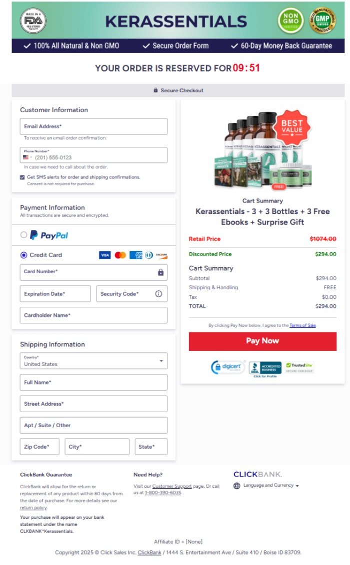 Kerassentials Official Website Secure Order Page